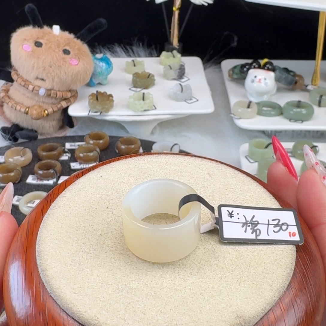 和田玉未镶嵌戒指o16奶呼呼糖白直切17.1