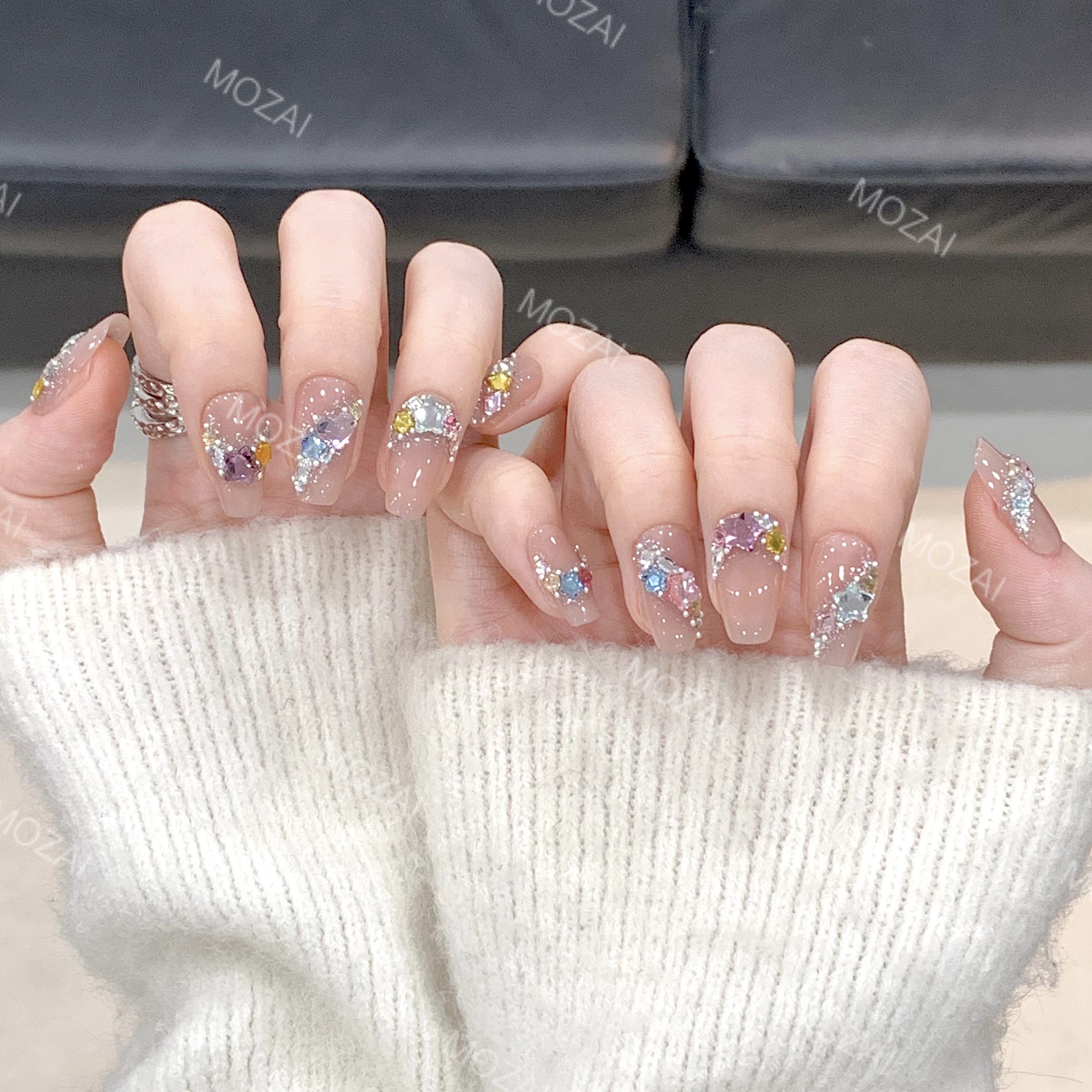 茉哉现货【施家全华/晚风流萤】纯手工定制美甲拆卸穿戴甲A3081