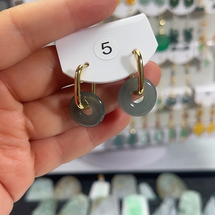 翡翠银S925镶嵌耳饰耳饰