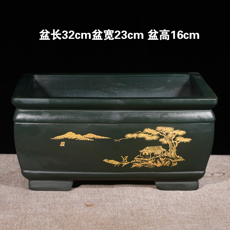 宜兴紫砂特大号长方形马槽花盆长条型种树盆景陶瓷花盆大