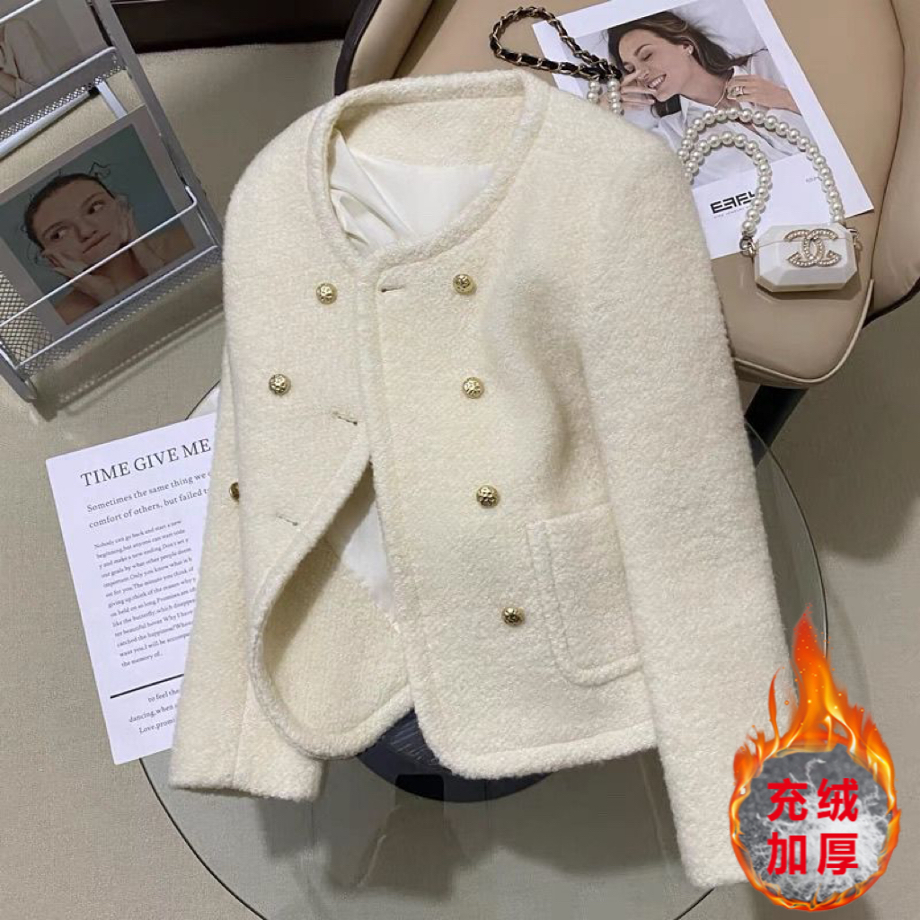 【现货+运费险】充绒内胆米白色高级感超好看外套小香风气质YN877