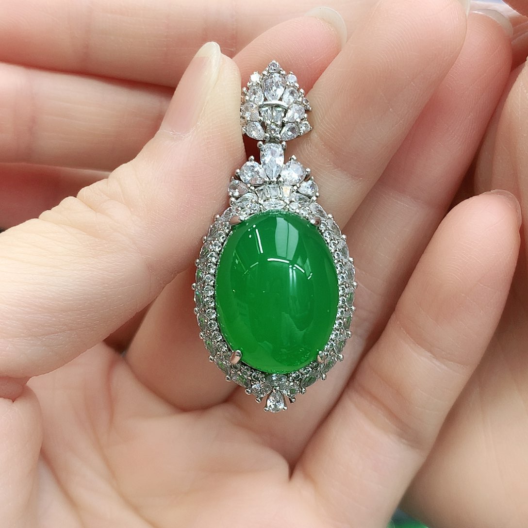 银S925镶嵌吊坠玛瑙/玉髓