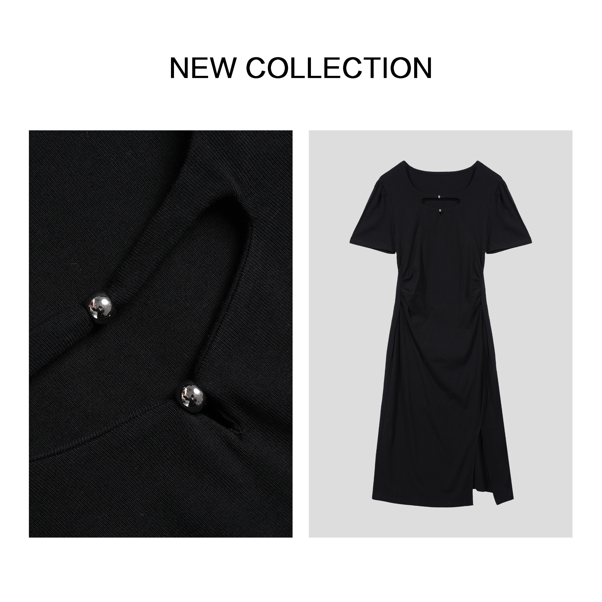 【小铃铛女装】V领镂空收腰显瘦连衣裙L5F26206