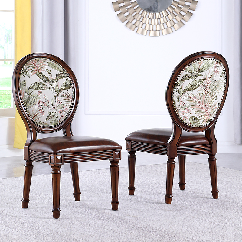 美式复古实木餐椅软包设计简约家用餐桌椅小户型椅子书房写字椅