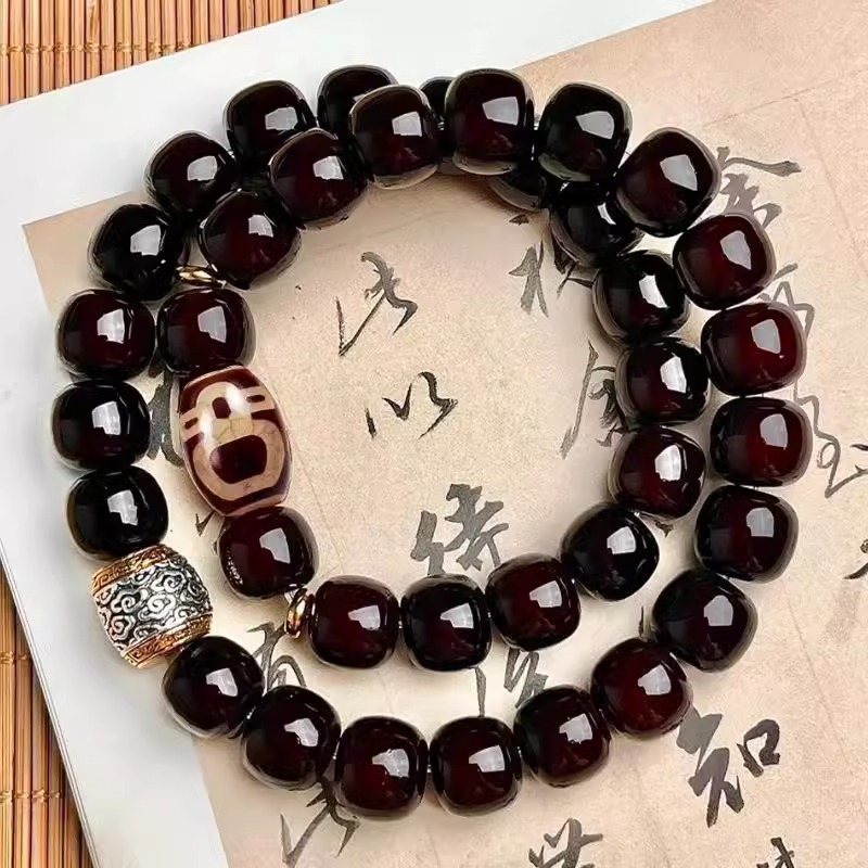 菩提珠串溏心老料双圈菩提手串男款木制文玩