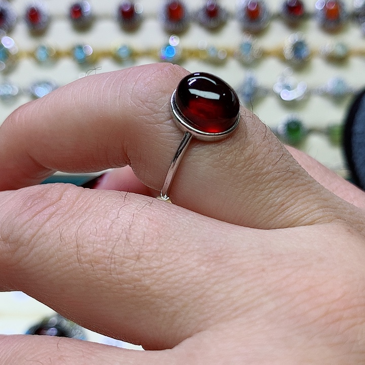 石榴石戒指银S925镶嵌