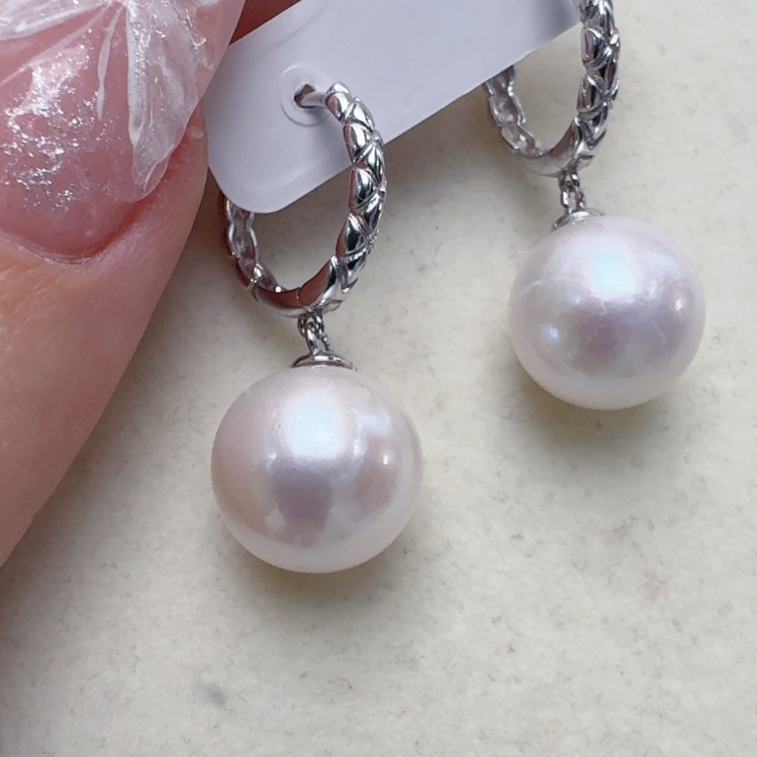 淡水珍珠耳饰银S925镶嵌@@aq467
