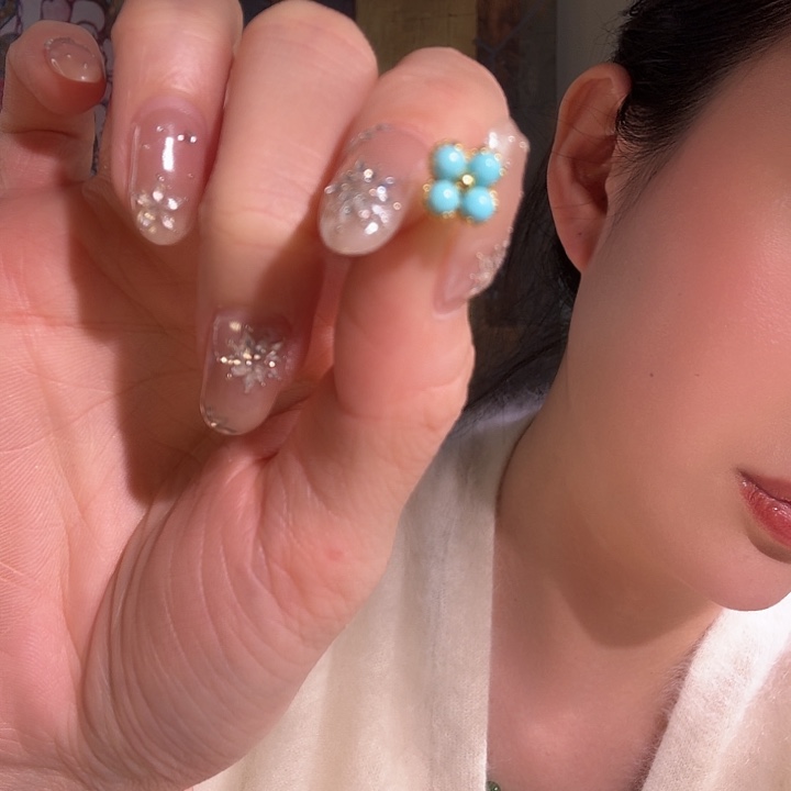 和田玉银S925镶嵌耳饰