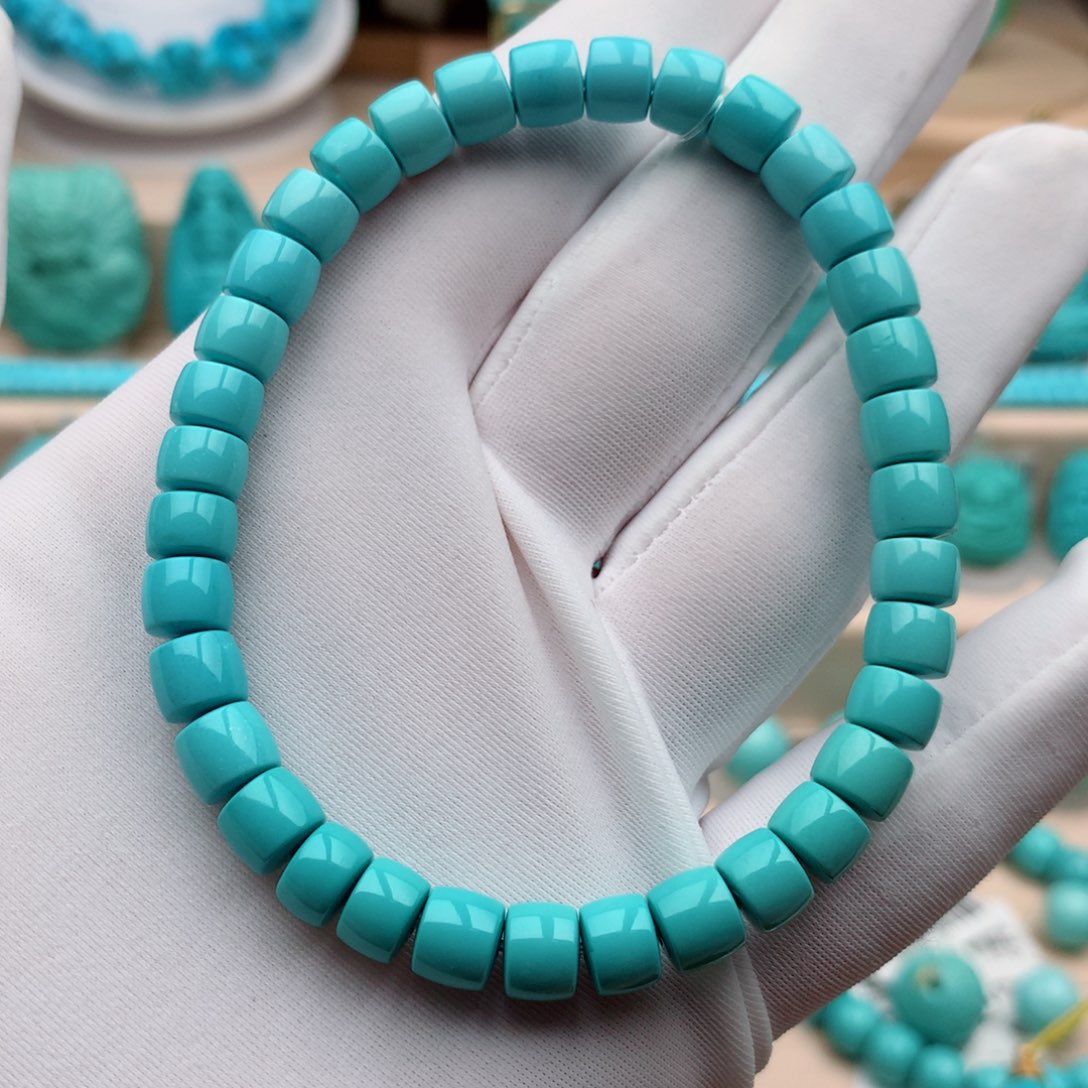 绿松石珠宝奇石未镶嵌6.8mm