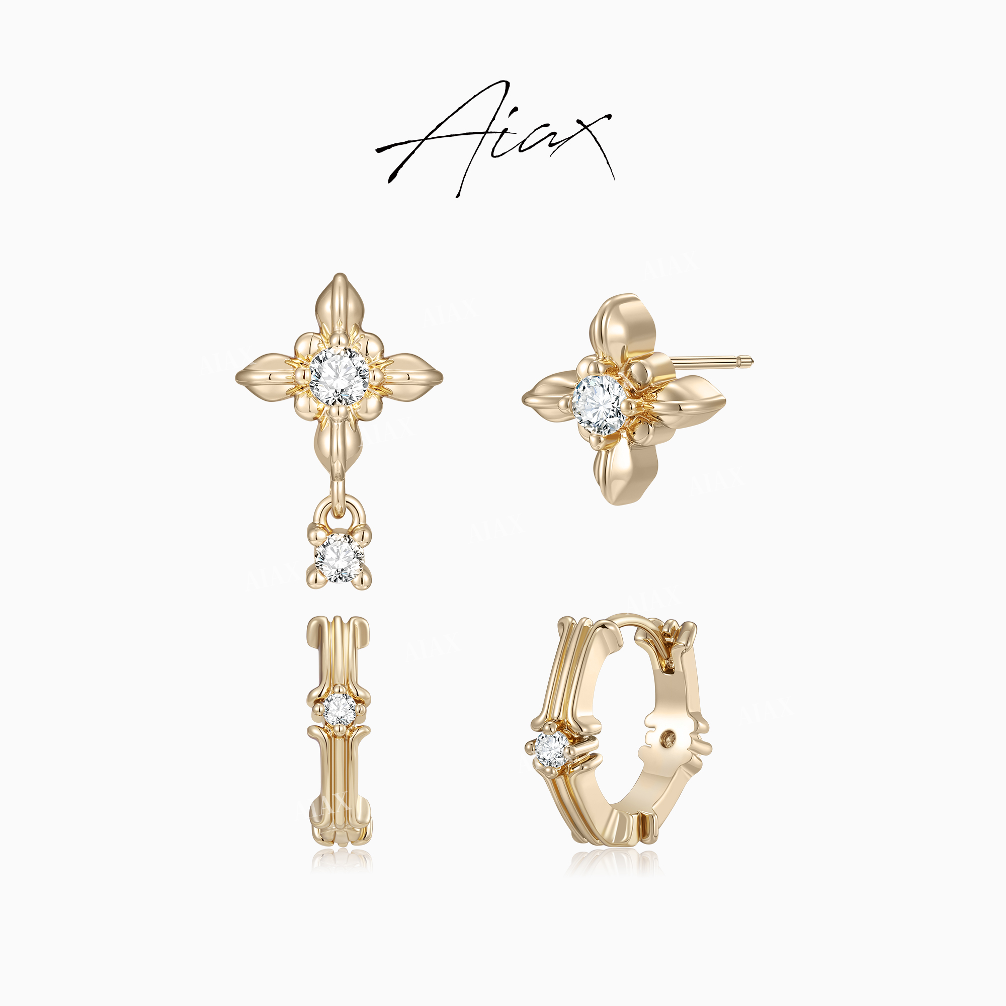 AIAX 秋上新【鸢尾花】明星同款饰品轻奢气质耳环TSL3124