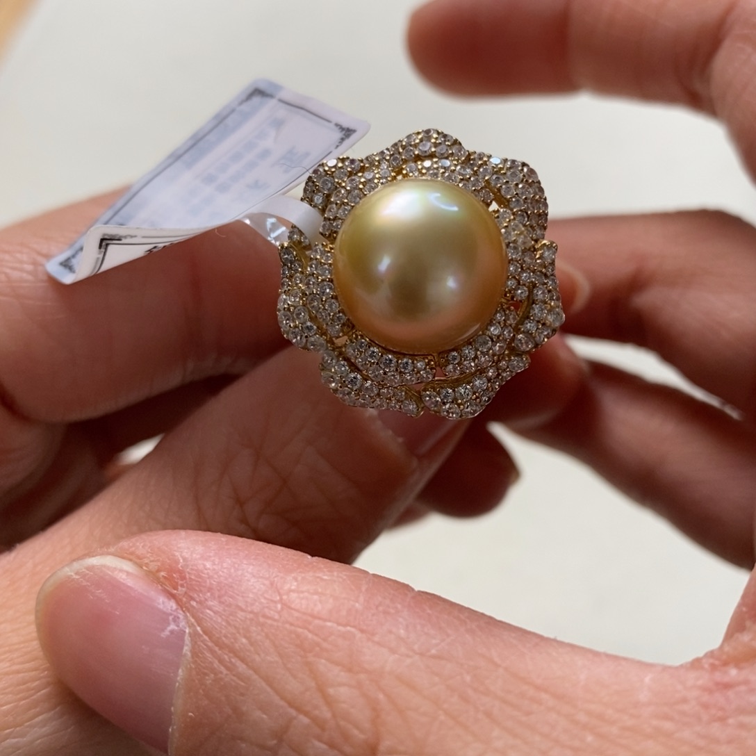 海水珍珠戒圈银S925镶嵌