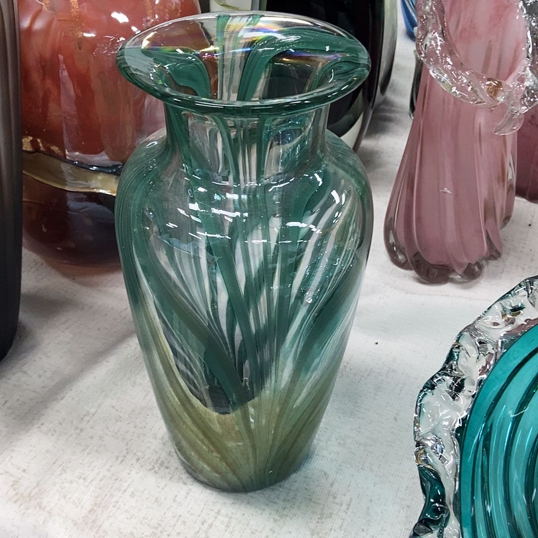 琉璃猜*绿色琉璃摆件花瓶30