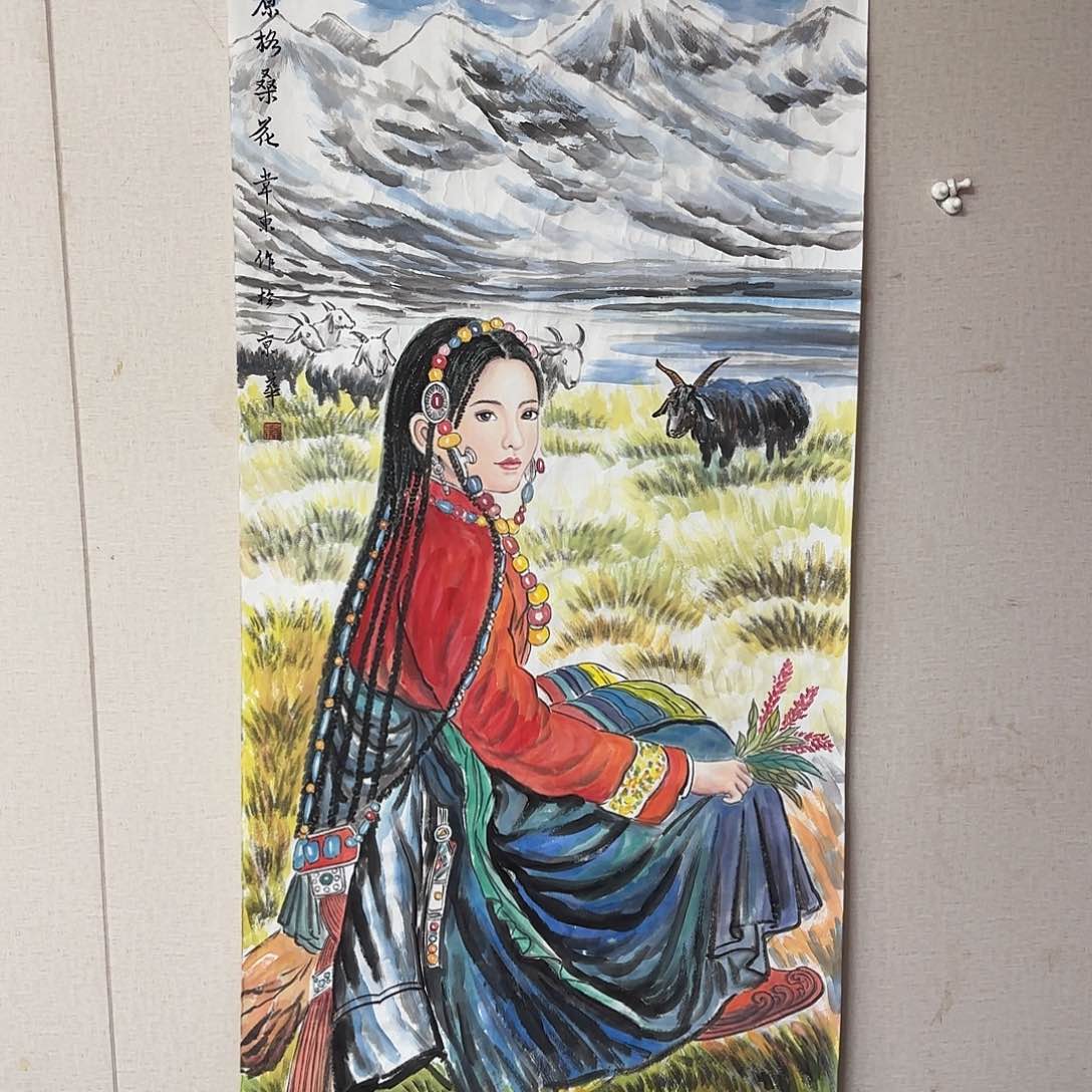 国画尺寸70X138手绘作品