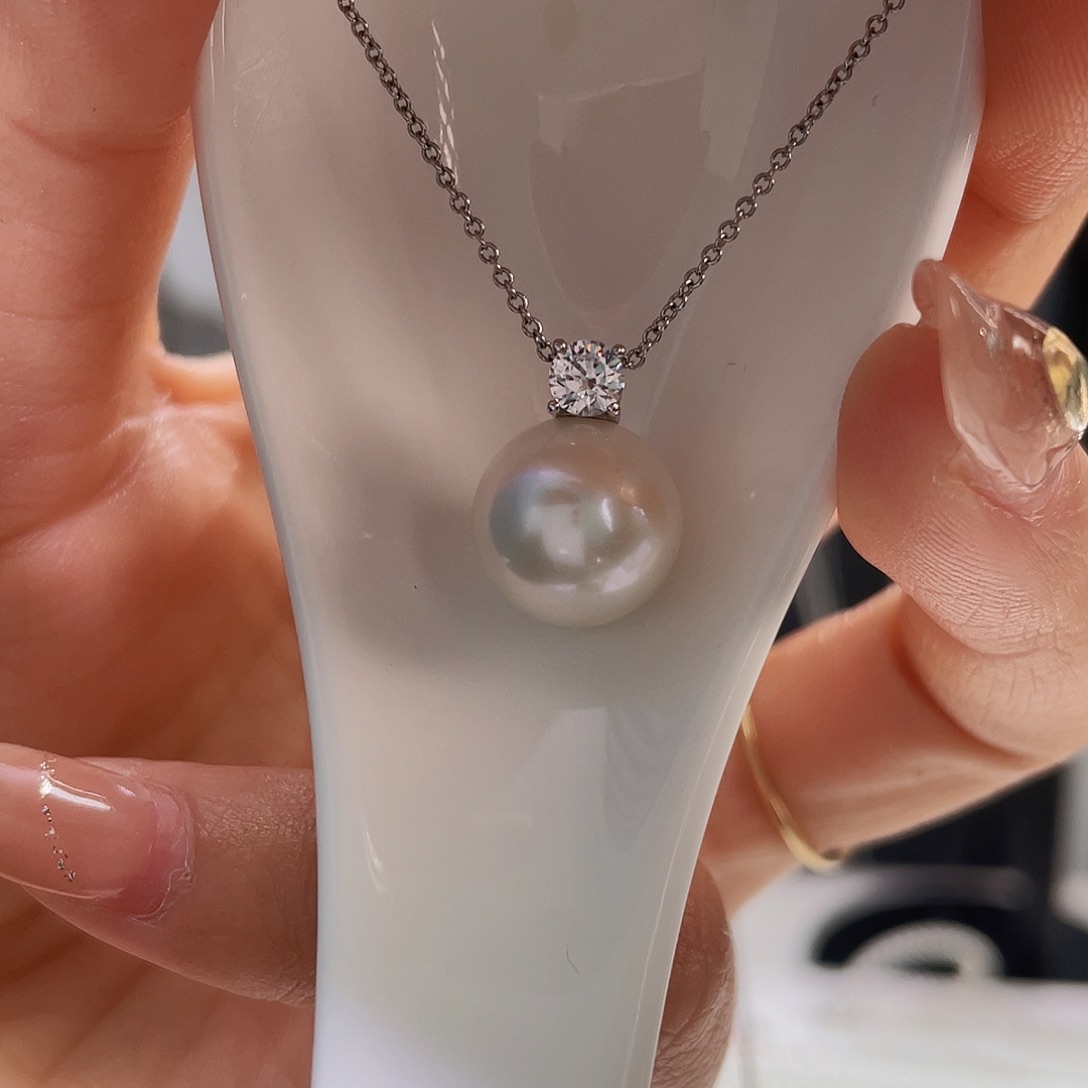 淡水珍珠项链银S925镶嵌