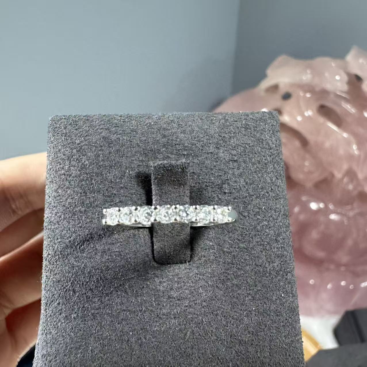 天然南非钻石铂金PT950小七公主排戒戒指-F