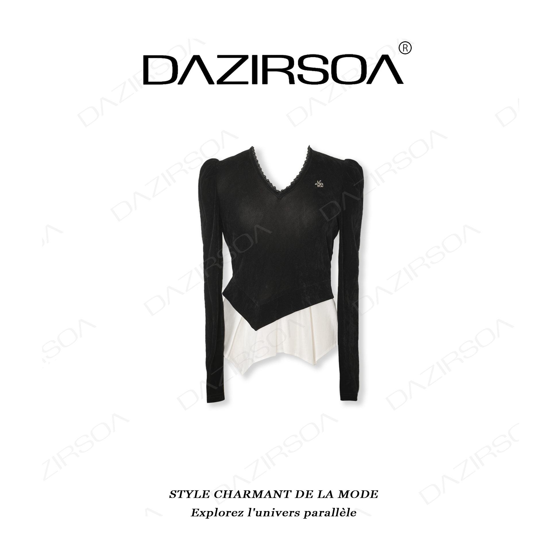 DAZIRSOA/达姿时尚百搭V领洋气上衣 FL044