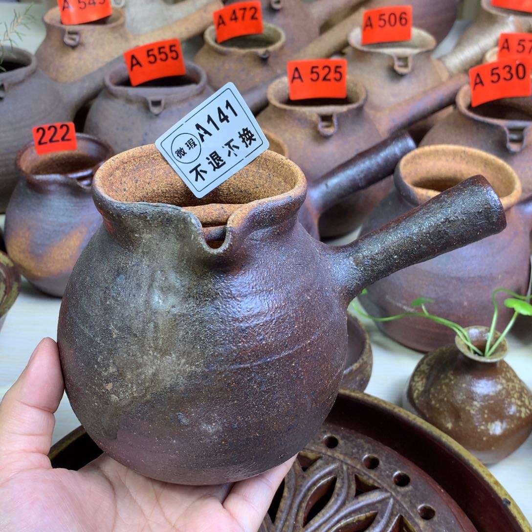 微瑕柴烧粗陶烤茶罐650毫升左右一物一拍