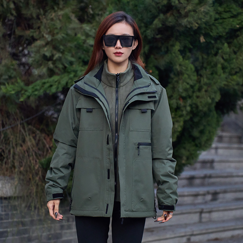 昂垦三合一冲锋衣秋冬新款防风防水登山服可拆卸内胆情侣夹克外套