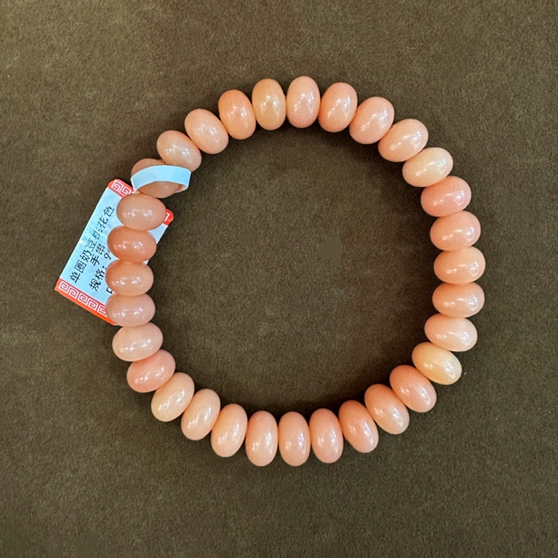 单圈奶豆桃花色菩提手串