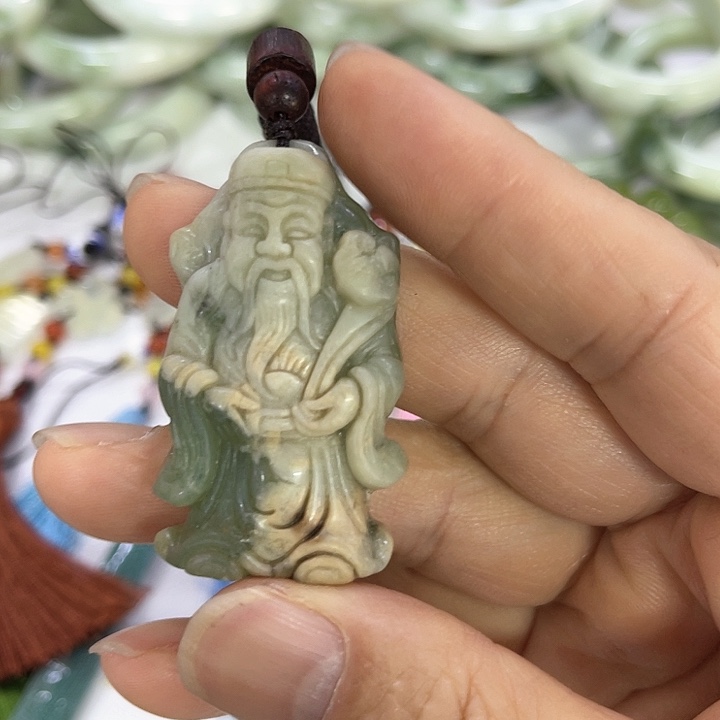 蛇纹石玉珠宝奇石合金财神