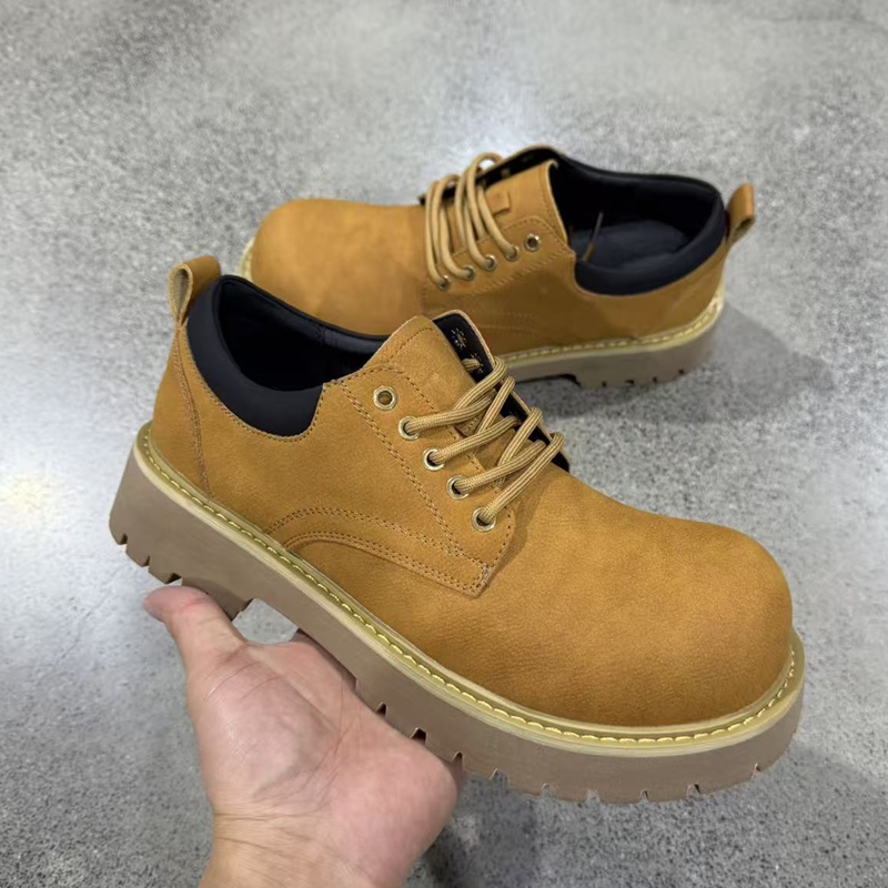 新款小黄靴德比鞋复古厚底休闲皮鞋复古皮鞋男士高帮户外工装鞋