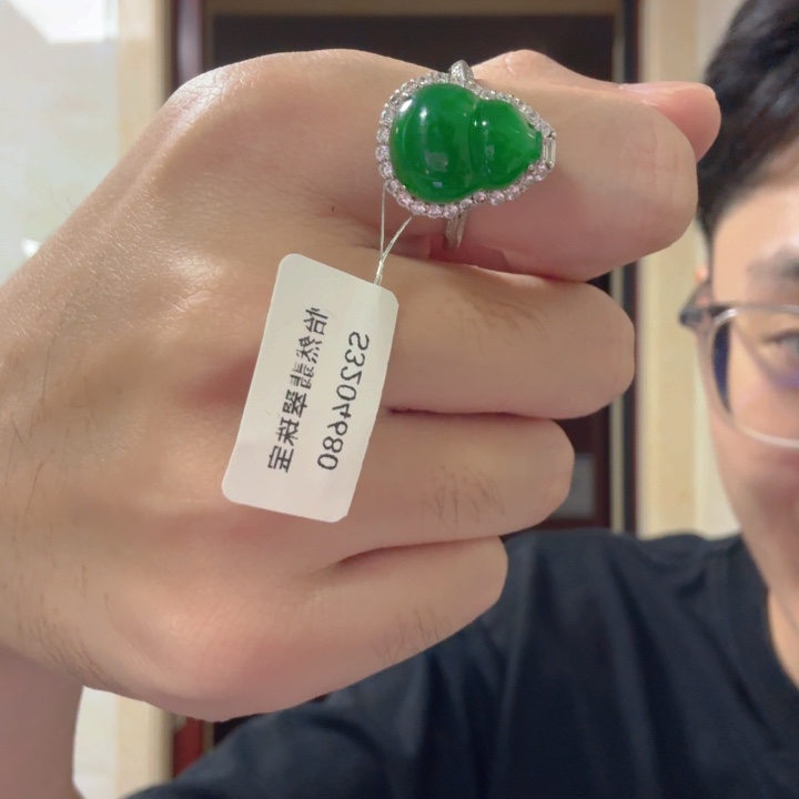 翡翠银S925镶嵌颈饰戒指