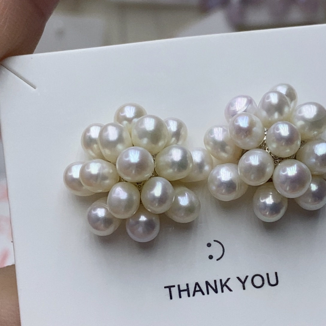 淡水珍珠耳饰银S925镶嵌