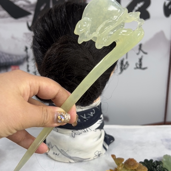 定制蛇纹石玉毛货发饰