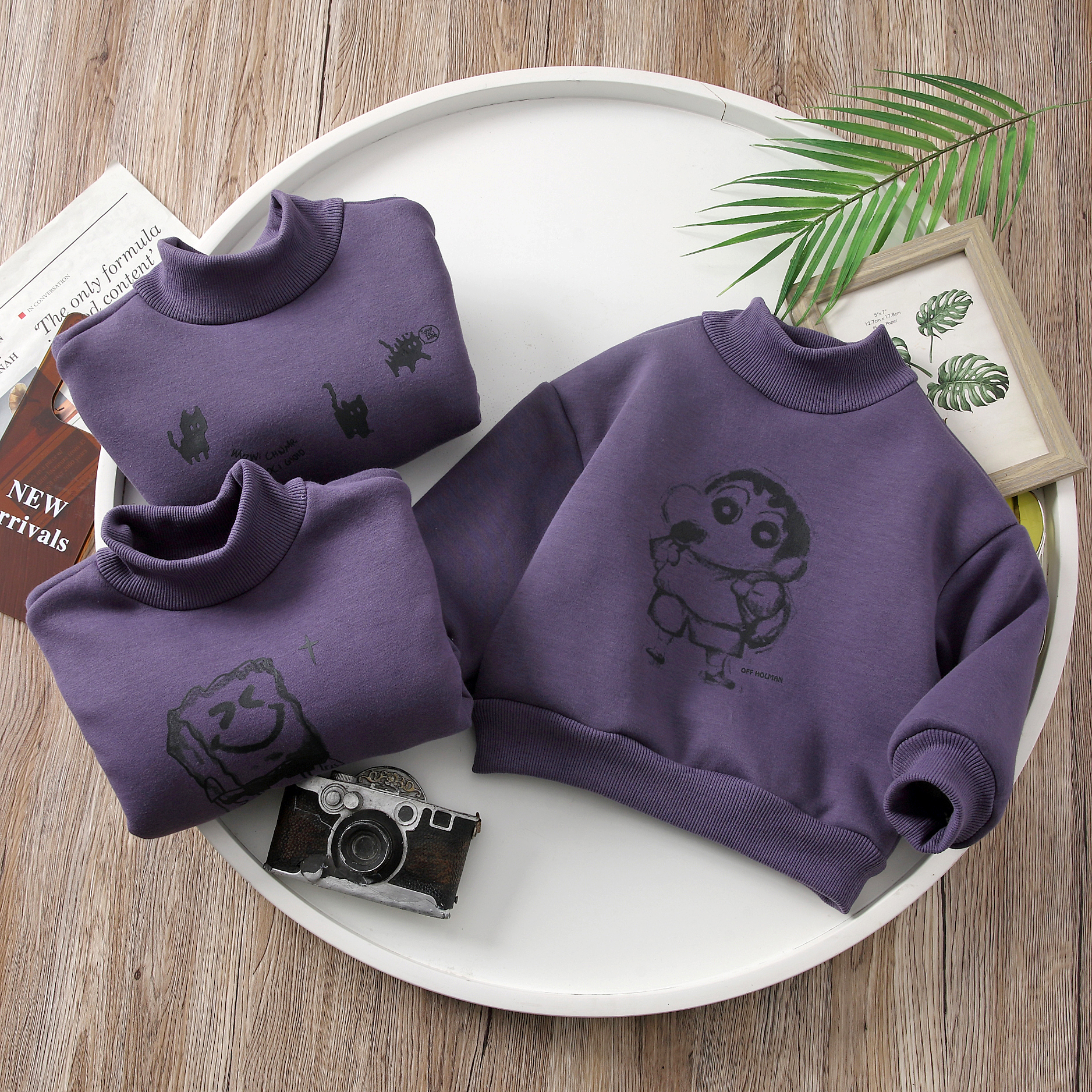 儿童韩版加绒加厚超版时尚洋气宝宝高领套头卫衣