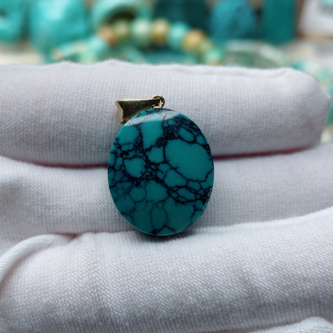 绿松石18K金镶嵌珠宝奇石