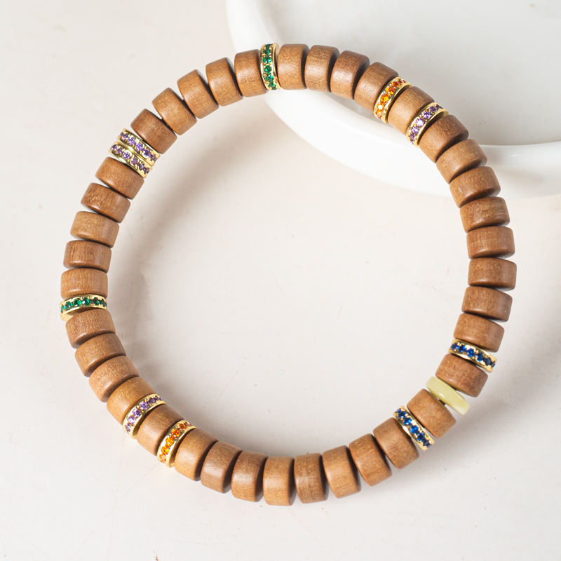 【小冠】  老山檀 药片珠  木质手串 天然手作工艺  泥塑 