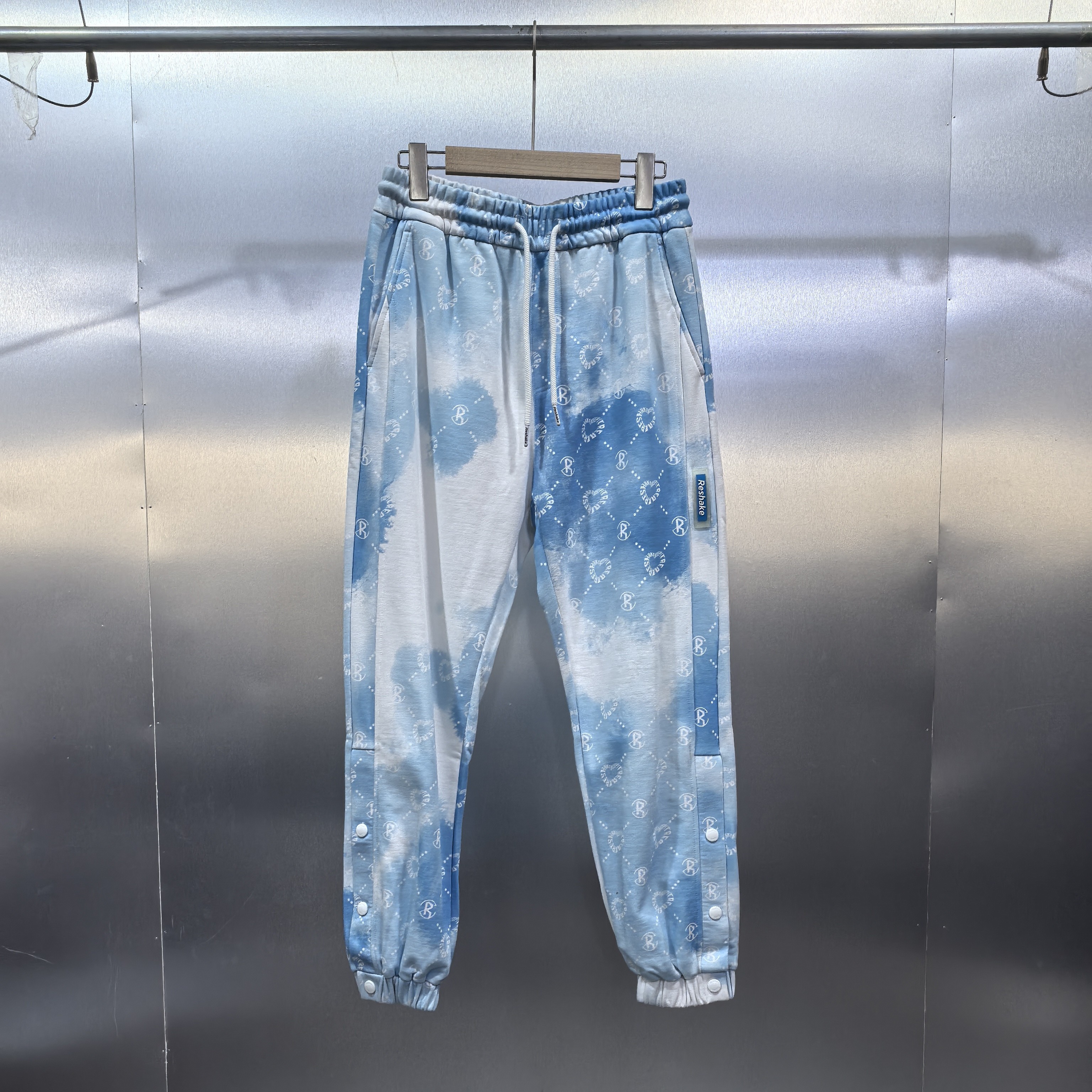 P02-112827-RES春秋款潮流个性晕染满印潮流宽松束脚休闲裤