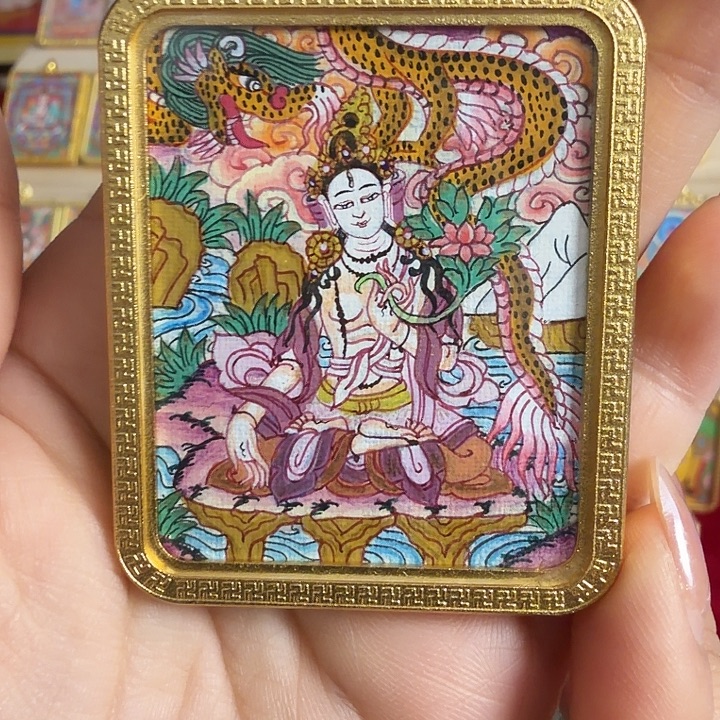 吊坠白度母纯手绘唐卡