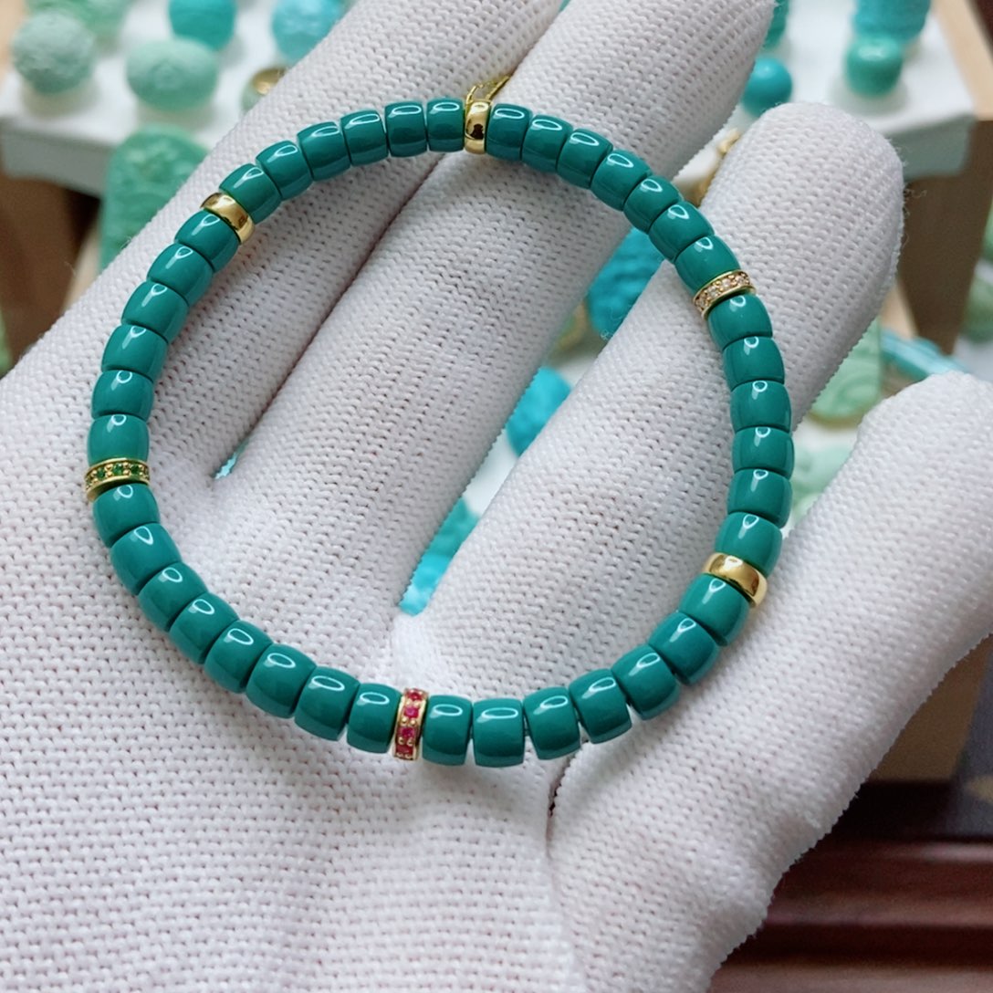 绿松石未镶嵌直切5mm