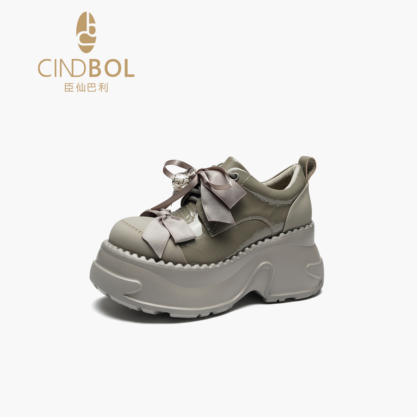 CINDBOL/臣仙巴利松糕鞋休闲风欧美秋季欧美风乐福鞋蝴蝶结2249
