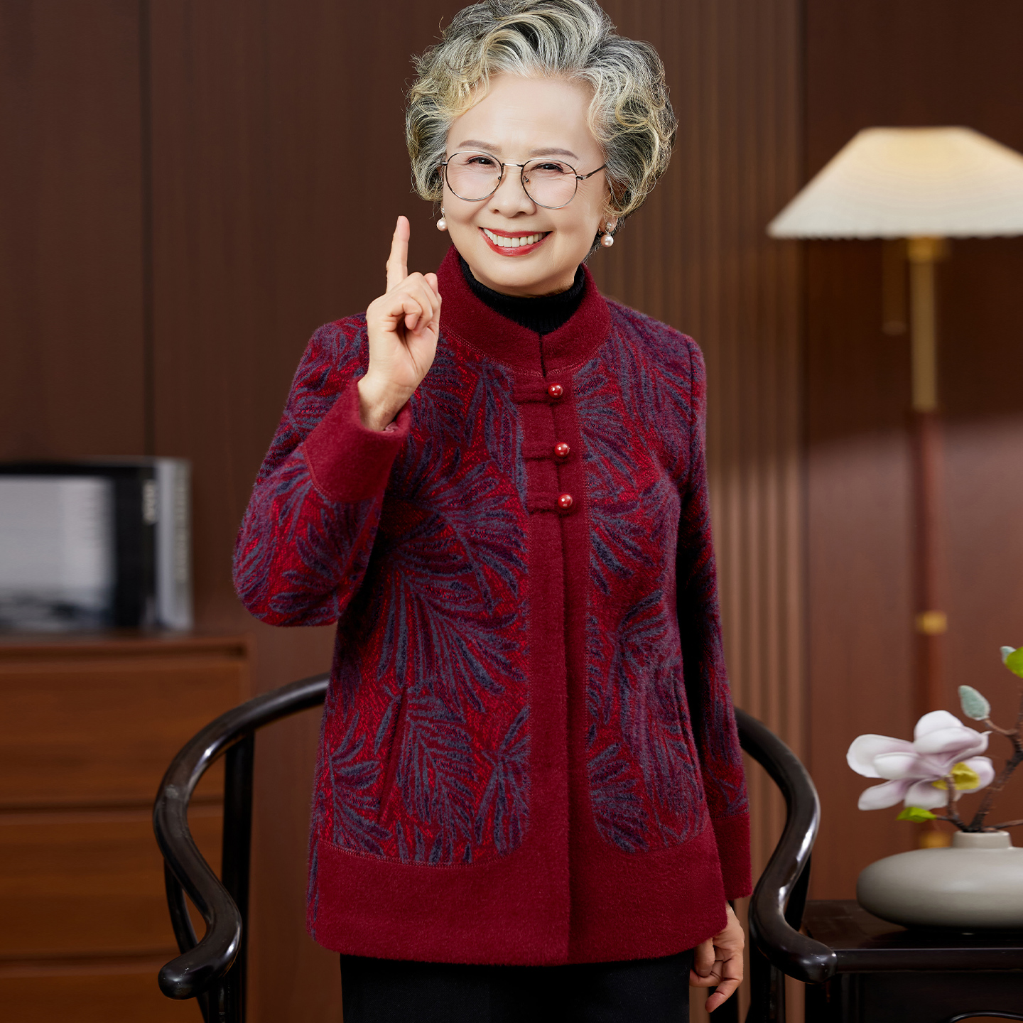 老年人妈妈秋冬唐装外套婆婆奶奶国风新款呢子上衣老太太衣服短款