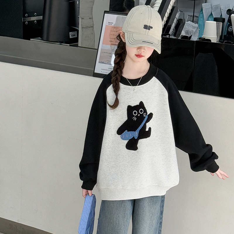 女童卫衣加绒春秋冬装新款儿童春季独特超好看中大童洋气长袖套头