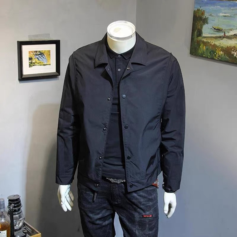 春季男外套夹克秋季翻领男装韩版男士复古透气夹克