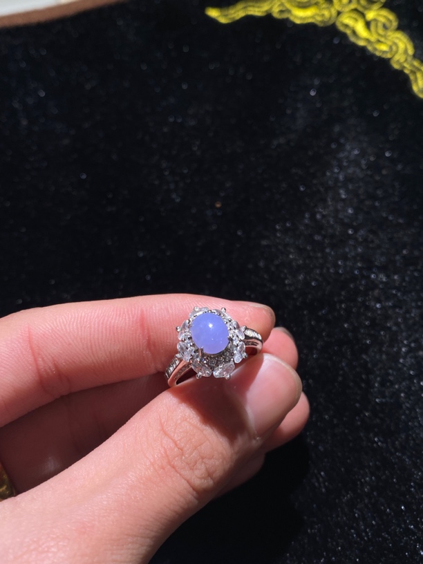 缅料天然翡翠A货 蛋面戒指