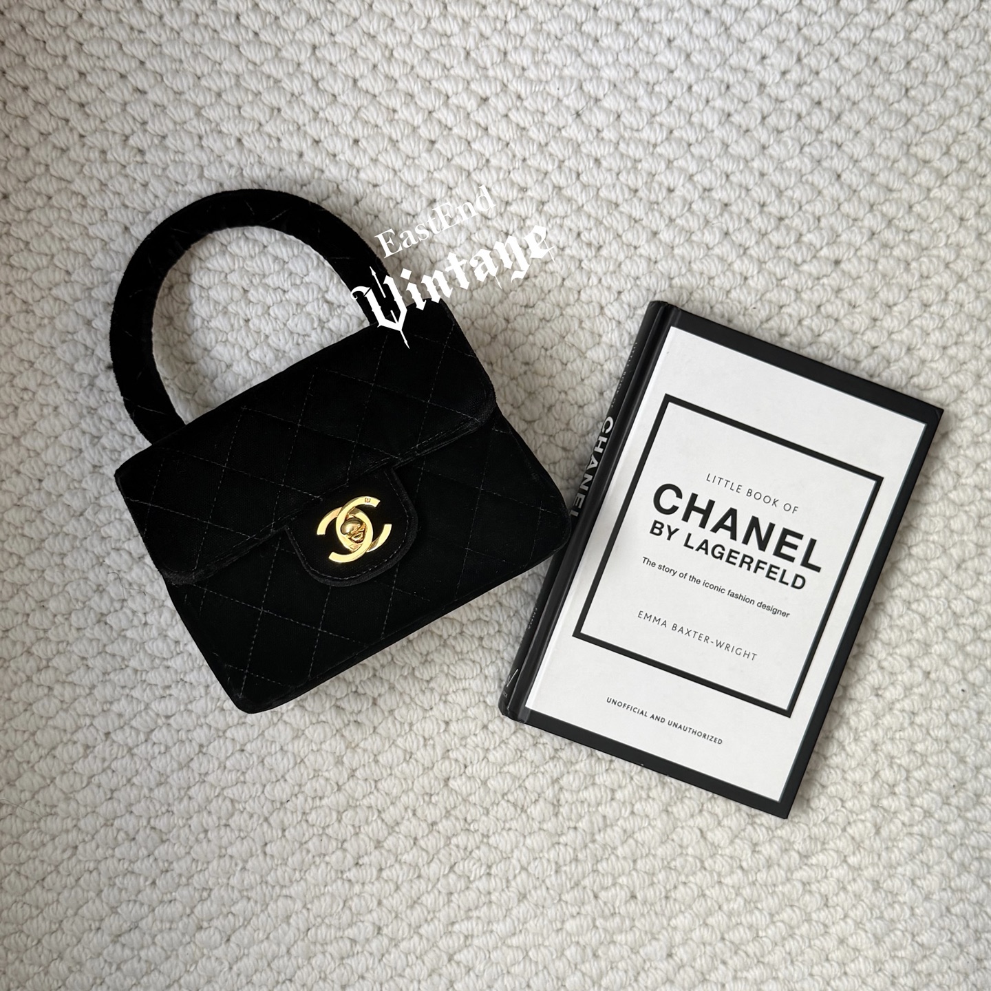 95新 Chanel/香奈儿 東区-黑金丝绒cf手拿包/59399