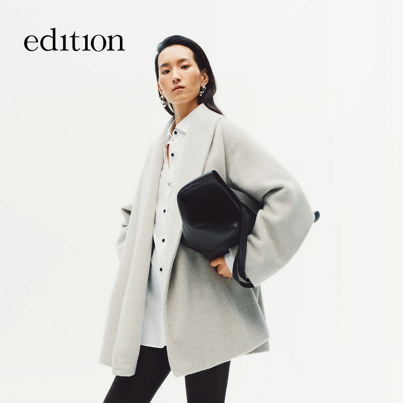 【商场同款】edition2025冬季新款大翻领羊驼毛呢外套#EBE4OVC025