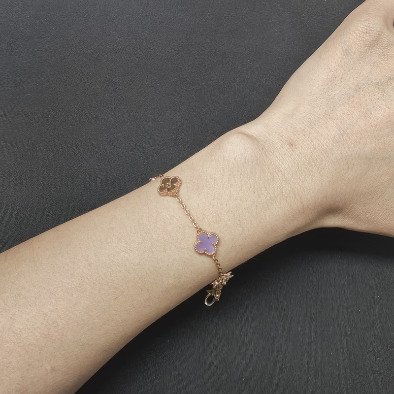 合金手链 紫罗兰镭射四叶花手链116