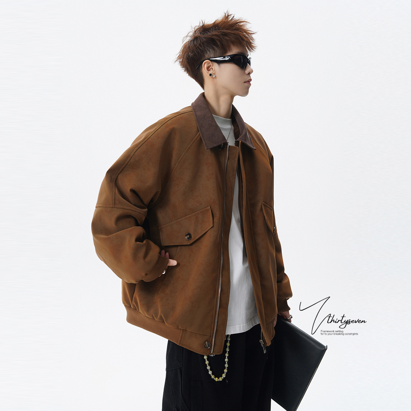 V37美拉德复古翻领棉衣男女同款冬高级感保暖休闲情侣工装外套