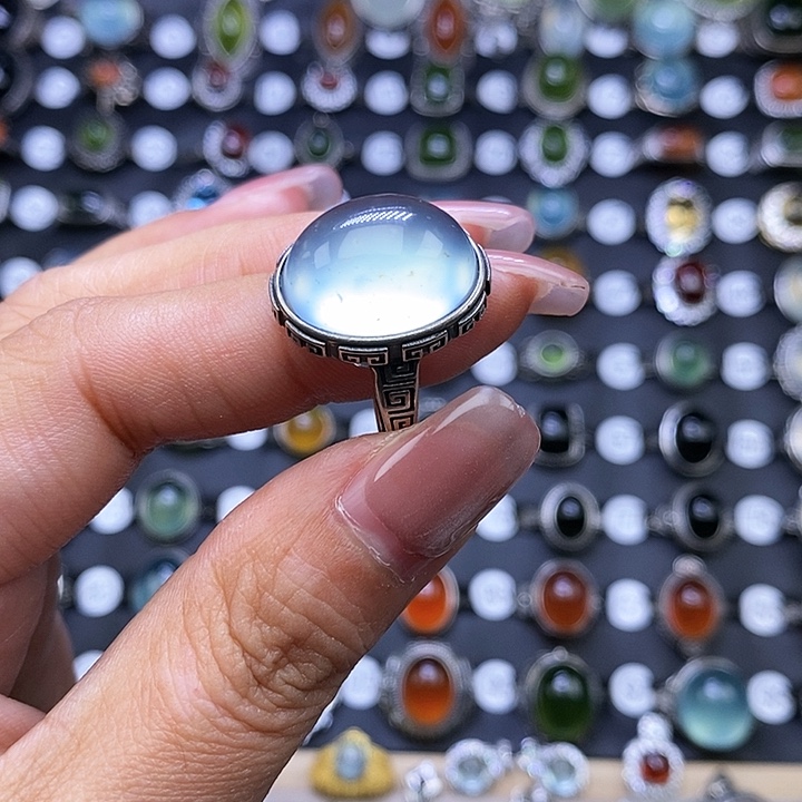 岫玉戒指银S925镶嵌承***惑