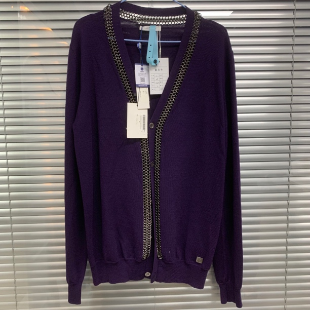 99新 VERSACE/范思哲 紫色针织开衫/L码/A04070