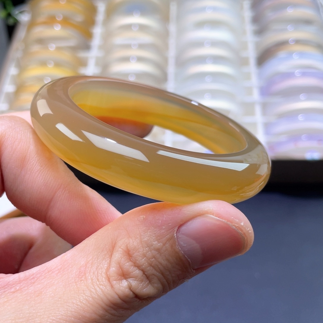 玛瑙/玉髓手镯未镶嵌圈****つ55.7*14*10