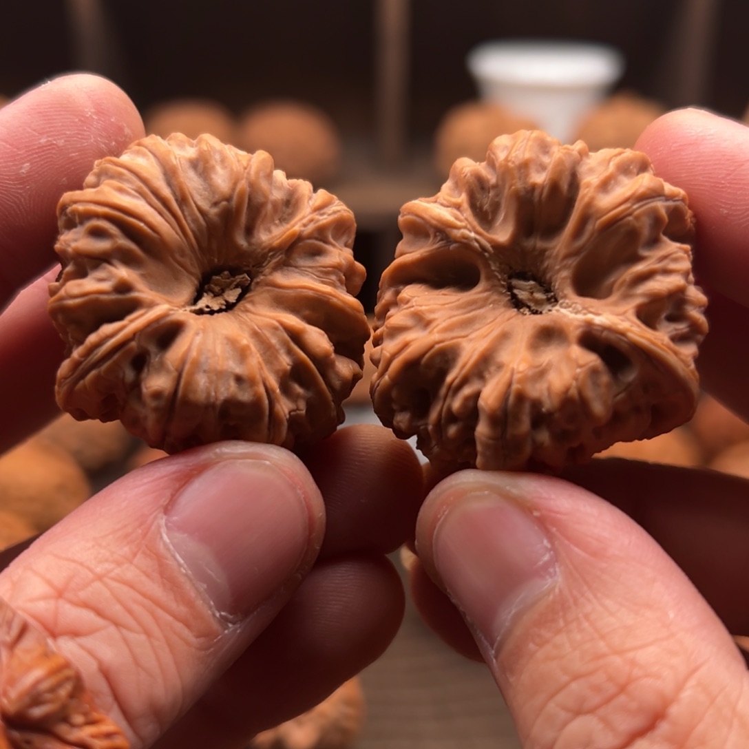 文玩核桃把件38平谷凹底