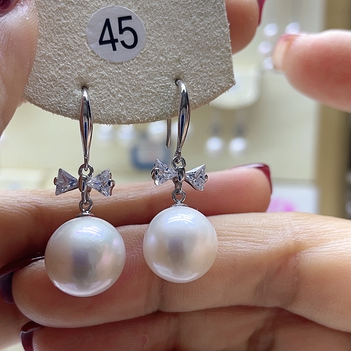 淡水珍珠耳饰银S925镶嵌