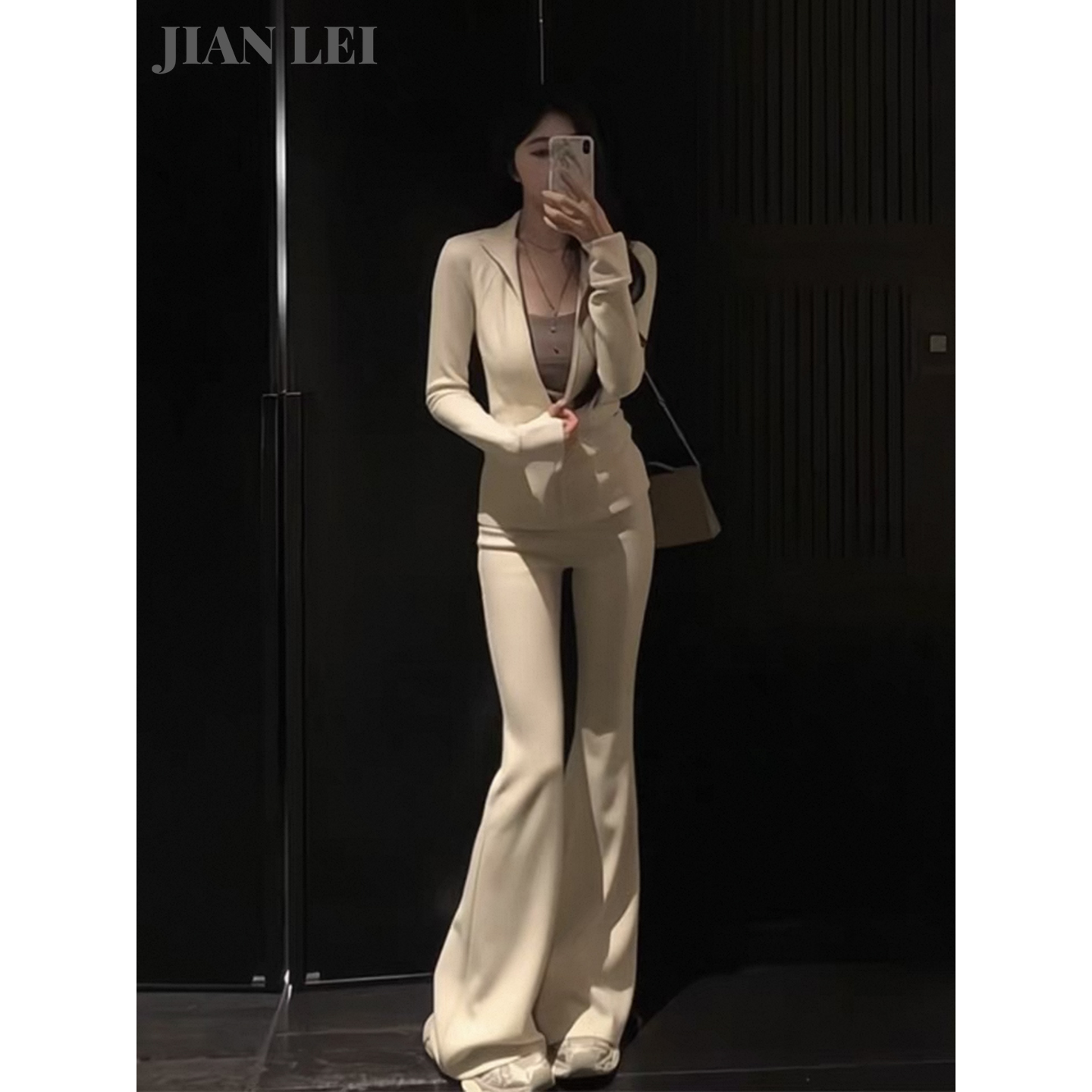 【运费补贴】瑜伽修身运动外套女摇粒绒德绒拉链上衣喇叭裤卫裤套装