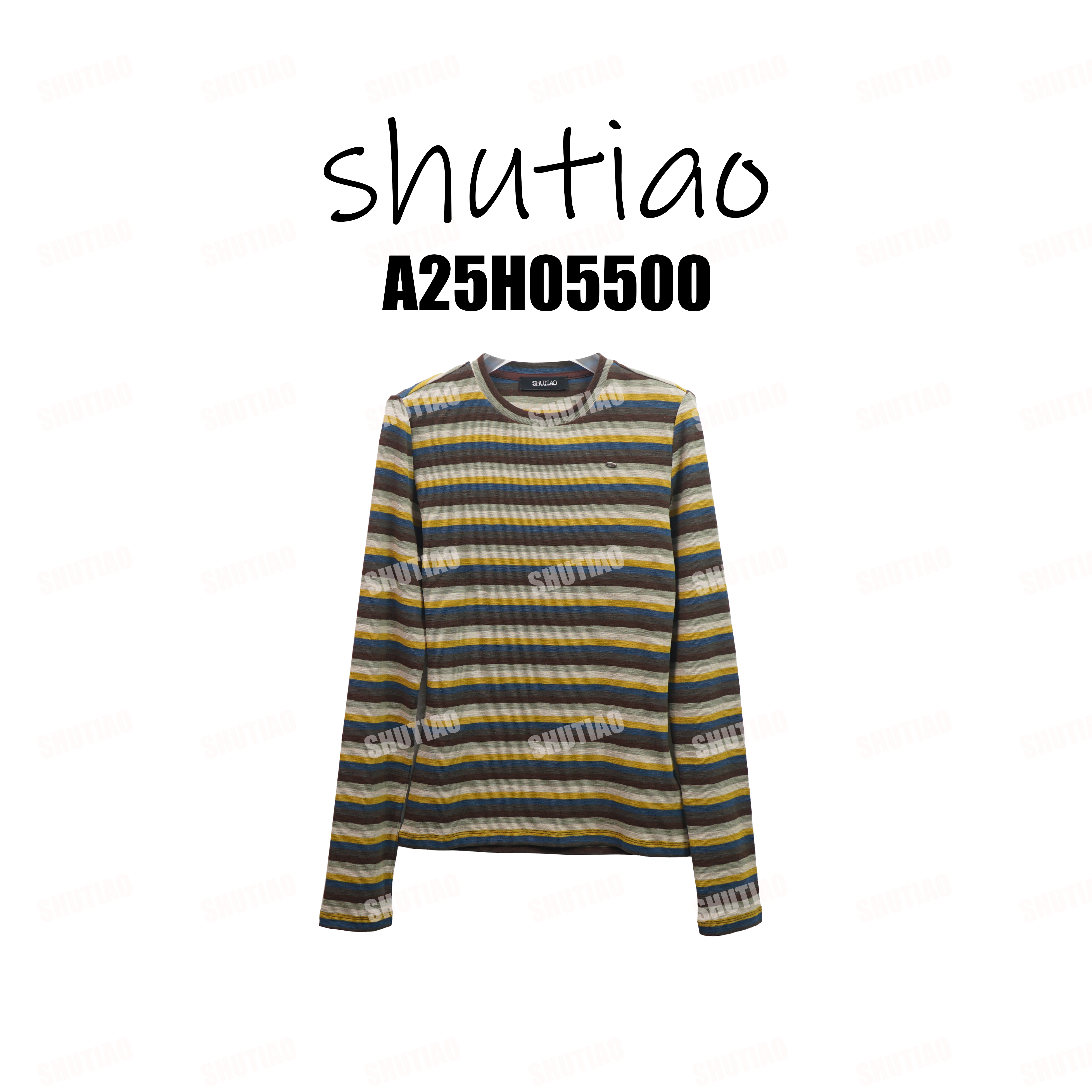 【SHUTIAO】2025冬季：撞色条纹长袖T恤A25H05500